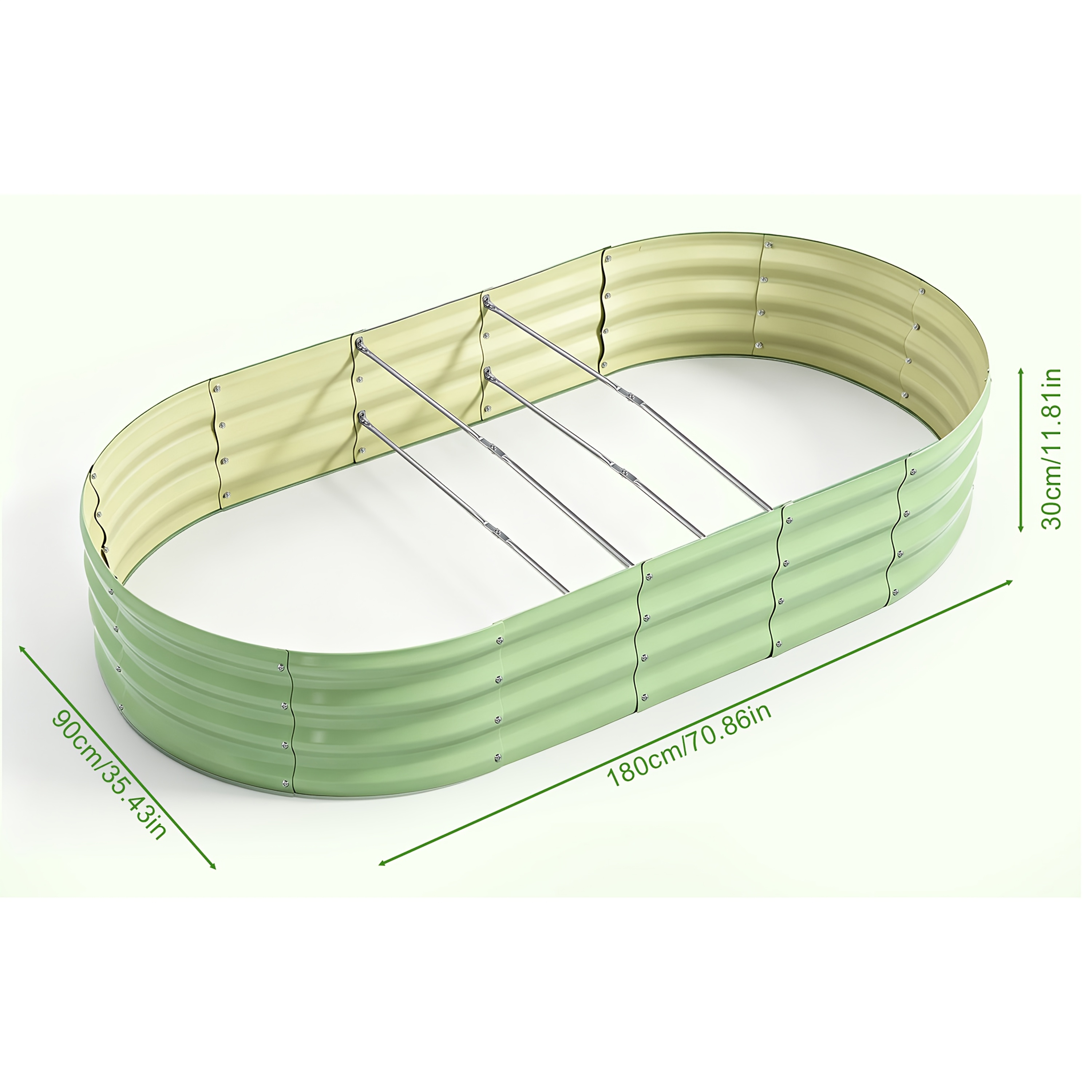2pcs Galvanized Metal Raised Garden Bed Kit - 6x3x1ft Outdoor Planter Box Large Bottomless Metal Raised Bed For Vegetables, Fruits, Flowers.green