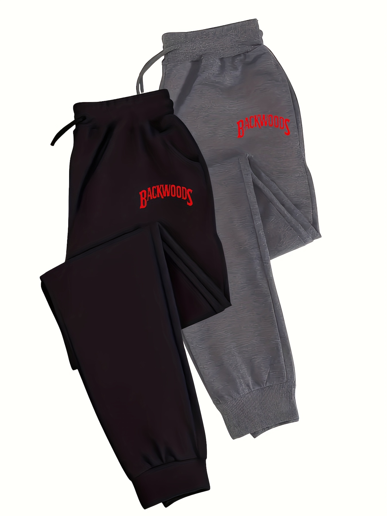 Set of 2 - Men'S Casual Sports Long Pants with Drawstring Design, Featuring Geometric Pattern Prints, Made from 100%, Fitted, Cool And Breathable, Suitable for All Seasons, Running Activities, Sportswear, And Festive Parties - Image 4
