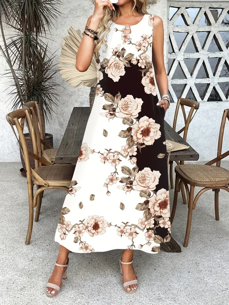 floral print pocket dress casual pocket waist - Temu floral print pocket dress casual pocket waist - Temu