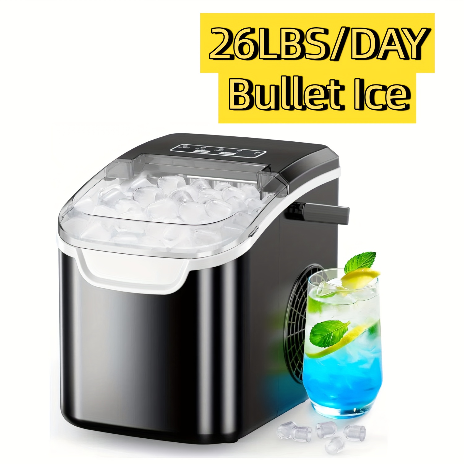 TEMU Ice Maker Countertop, Portable Ice Maker Machine With Self-cleaning, Removable Ice Basket & Scoop With Handle, Ideal For Home, Kitchen, Camping, Rv, Stainless Steel