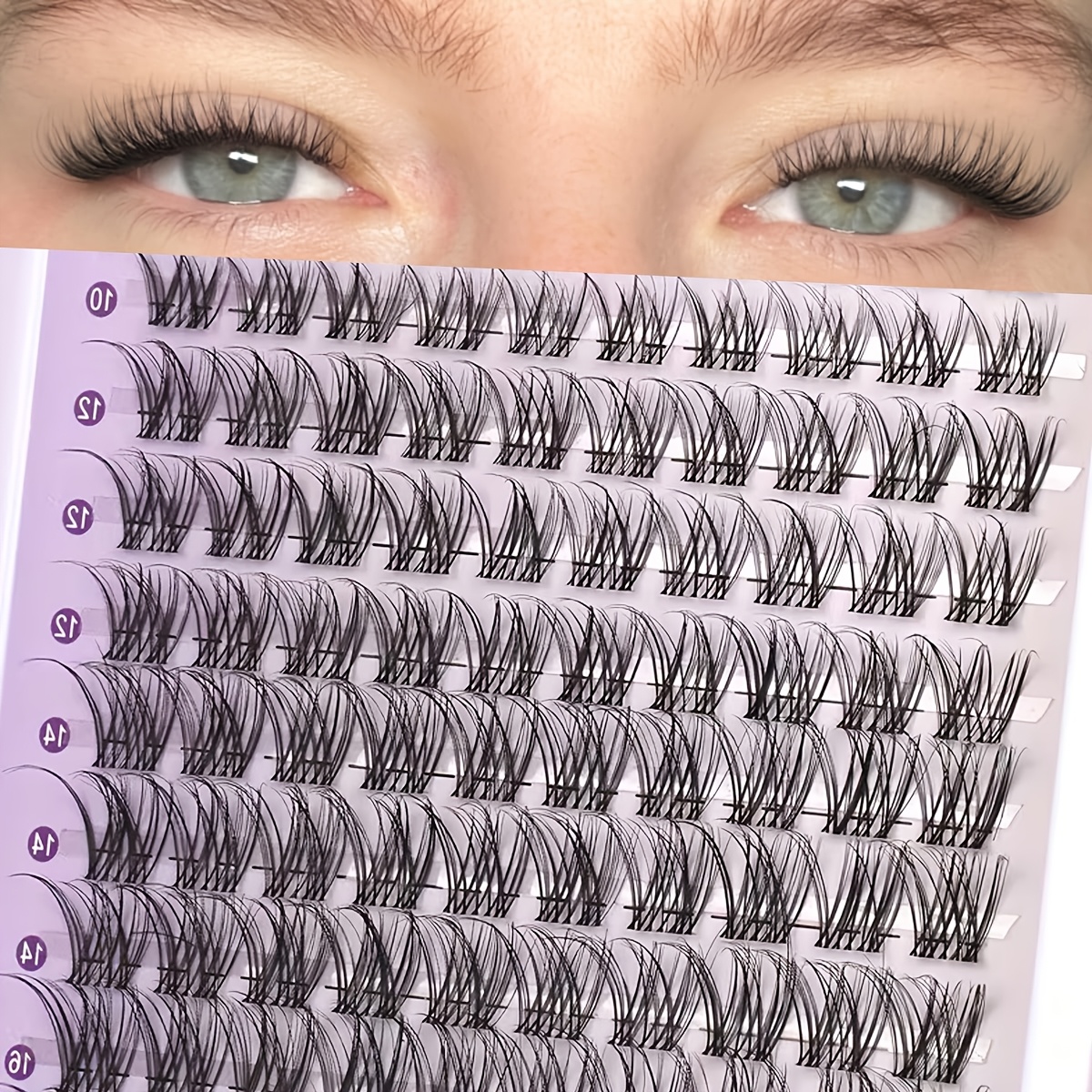 Of 140 Natural Eyelash Clusters, Realistic Effect, 8-16mm Soft , Reusable, Suitable For Beginners For Holiday Wear