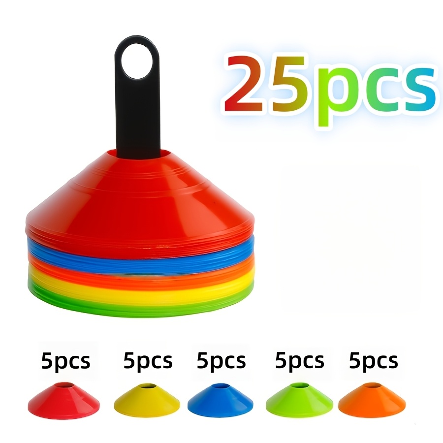 TEMU Lot de 25 cônes d'entraînement d', disques marqueurs pour obstacles d'entraînement, disques marqueurs, support de rangement pour une portabilité