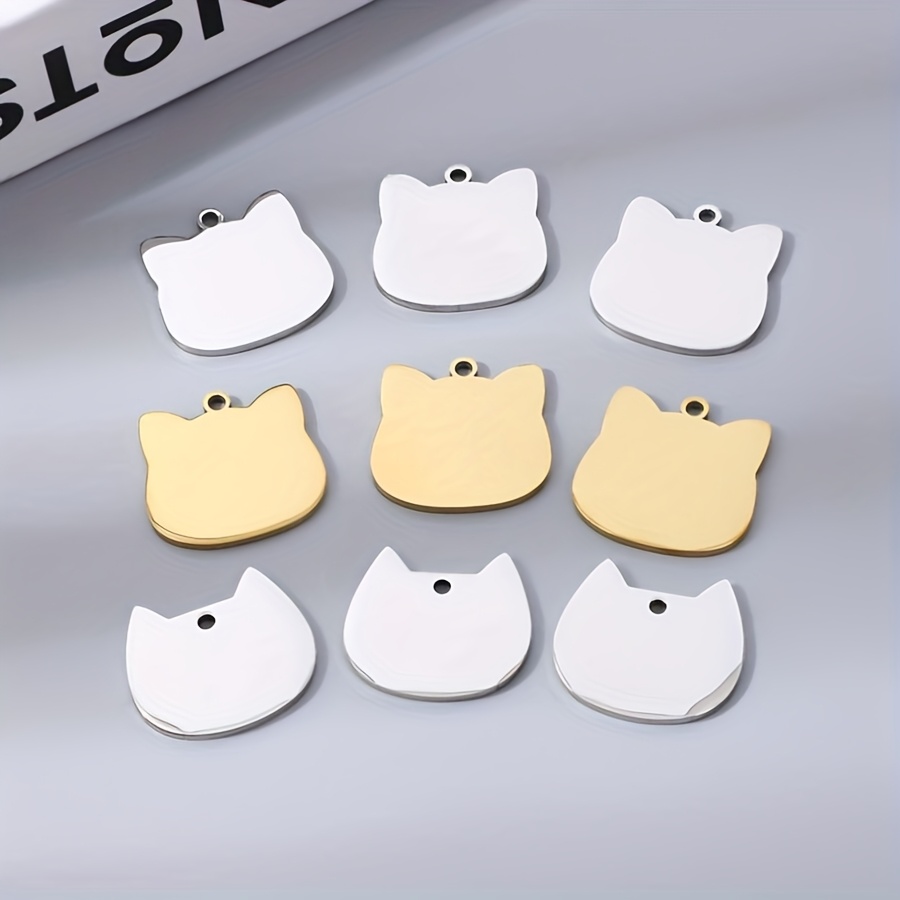Custom Stainless Steel Cat-Shaped Pet ID Tag, Double-Sided