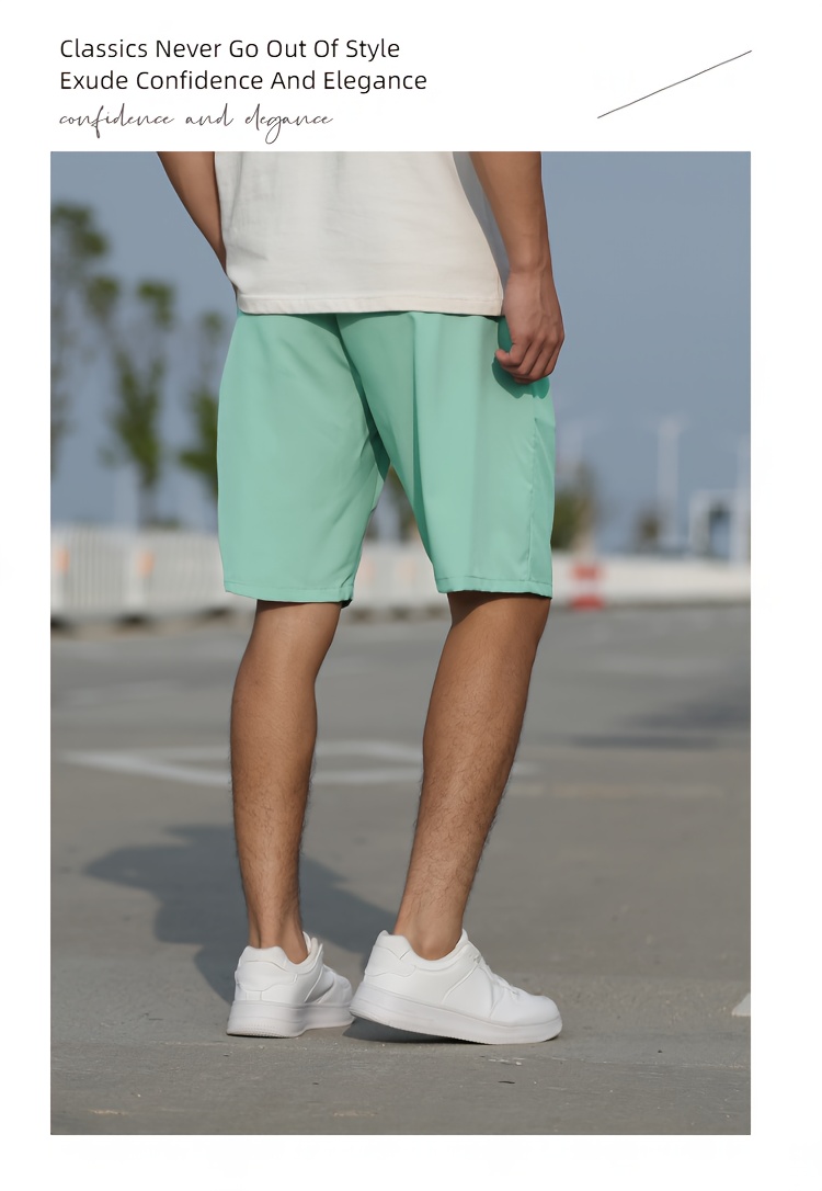 Men's Slim Fit Shorts With Pockets For Summer Outdoor, Casual Letter Print Slightly Stretch Drawstring Graphic Clothes