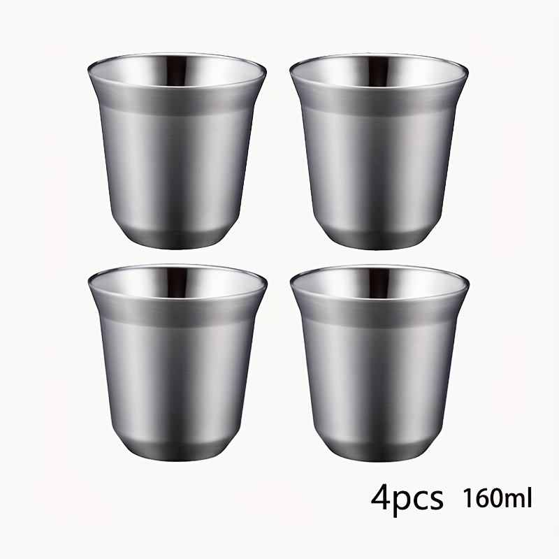 4pcs stainless steel insulated tumbler set 80ml 160ml double wall vacuum insulation metal mugs for hot and cold beverages 2 7oz 5 4oz whiskey glasses metal coffee tea cups for travel tumblers   parties bbq