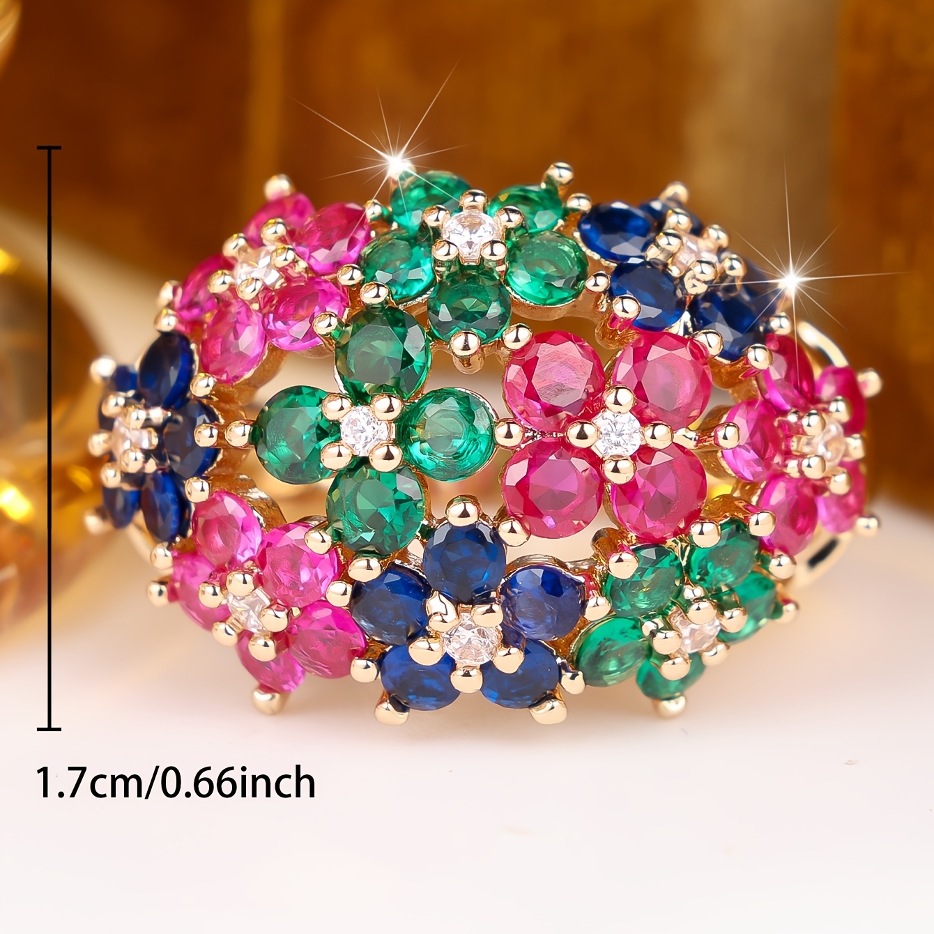 Women's Floral Design Synthetic Zirconia Ring, Exquisite Gift