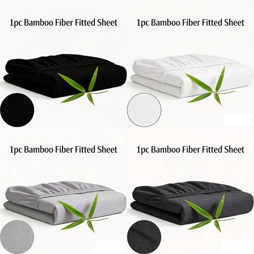 1pc bamboo fiber comfortable 16 inch fitted sheet bed sheet ultra soft for suitable for bedroom dorm hotel machine washable breathable lining no print design dorm room essential