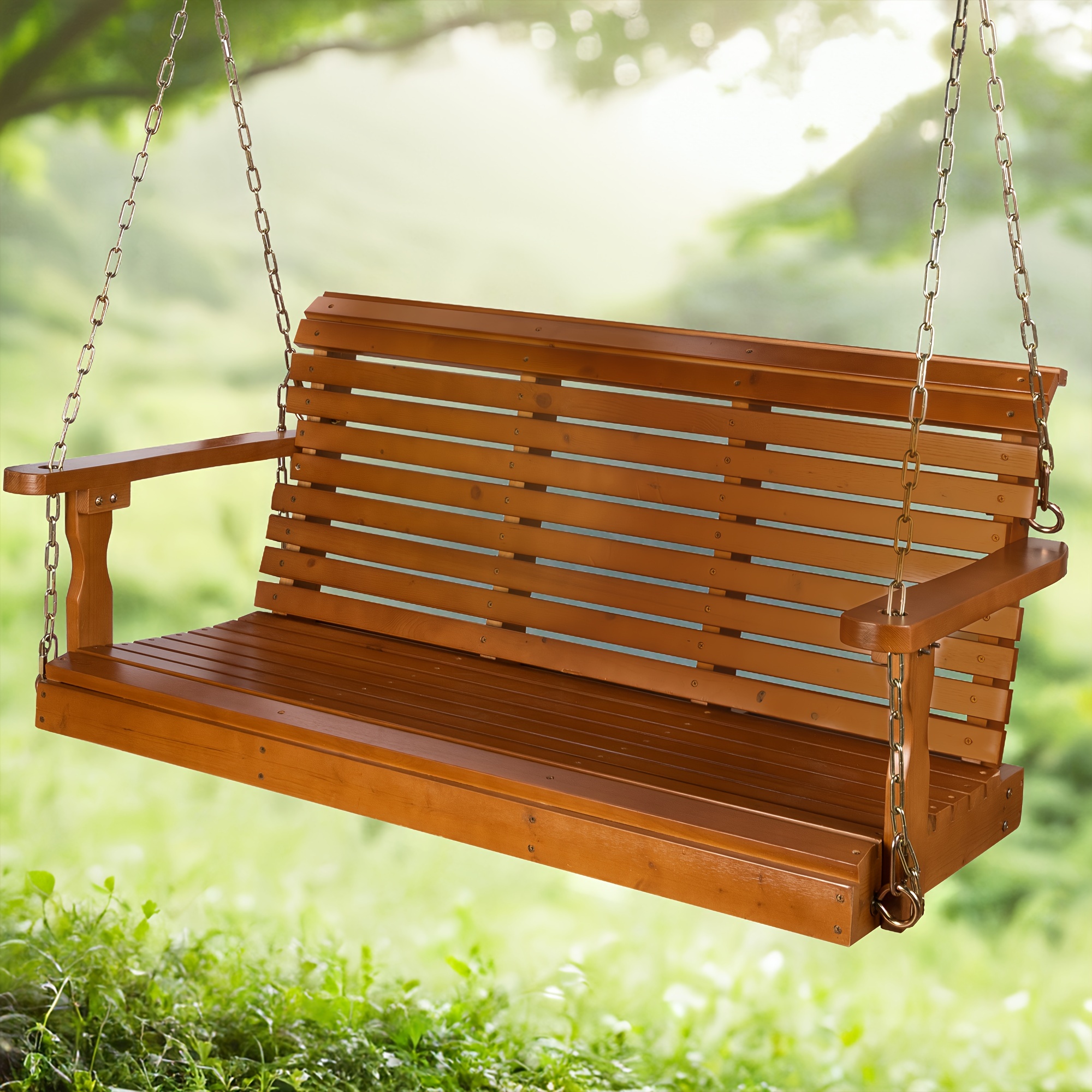 

Outdoor Wooden Porch Swing, Porch Swings Outdoor With 23 Inches , Patio Porch Bench Swing With 51.2 Inches Wide, Heavy Duty 1000 Lbs, Outdoor Swings For Backyard & Garden.