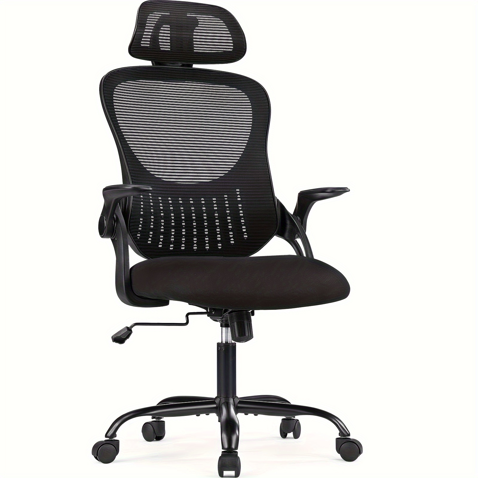 

Office Chair, Ergonomic Computer Desk Chair, Comfortable High-back Mesh Rolling Work Chairs With Lumbar Support And Adjustable Headrests, Comfy Flip-up Arms For Office