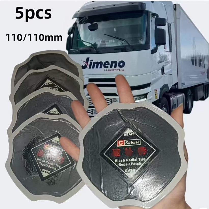 TEMU Lot de 5 pièces de de réparation pour pneus sous vide en caoutchouc robuste, adaptées aux voitures, camions, camionnettes, motos - 110x110mm, à