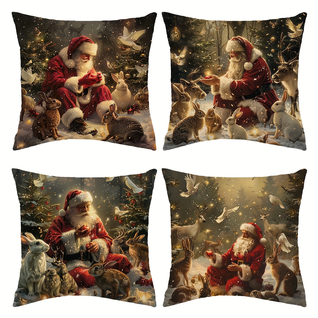 

4pcs, Christmas Pillowcase - And , 18x18 , - For Decor