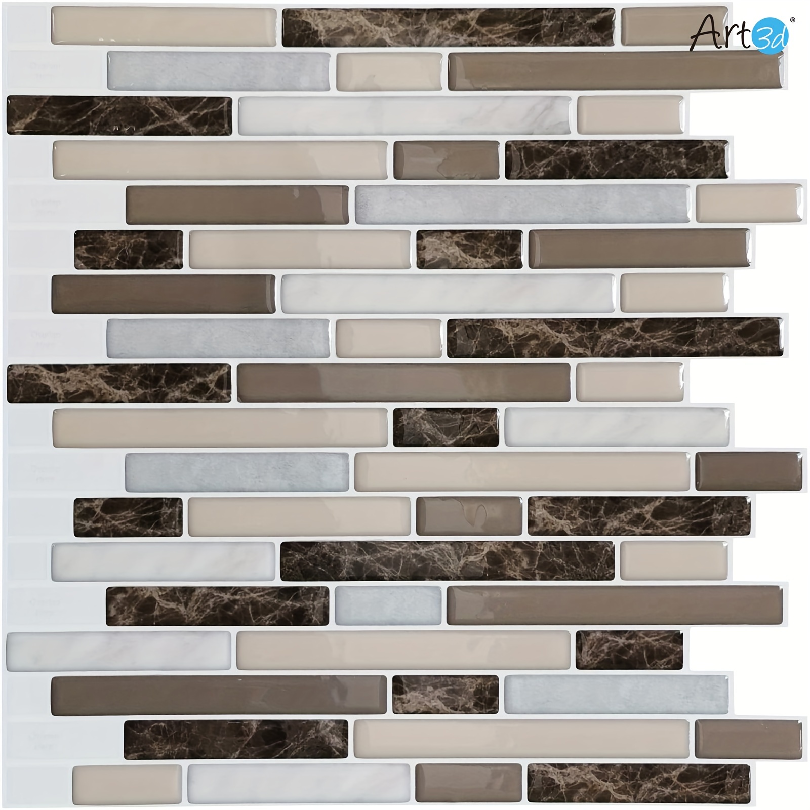 

Art3d 10pcs 12 In. X 12 In. Backsplash Tile In Brown, 10 Sq Ft/case