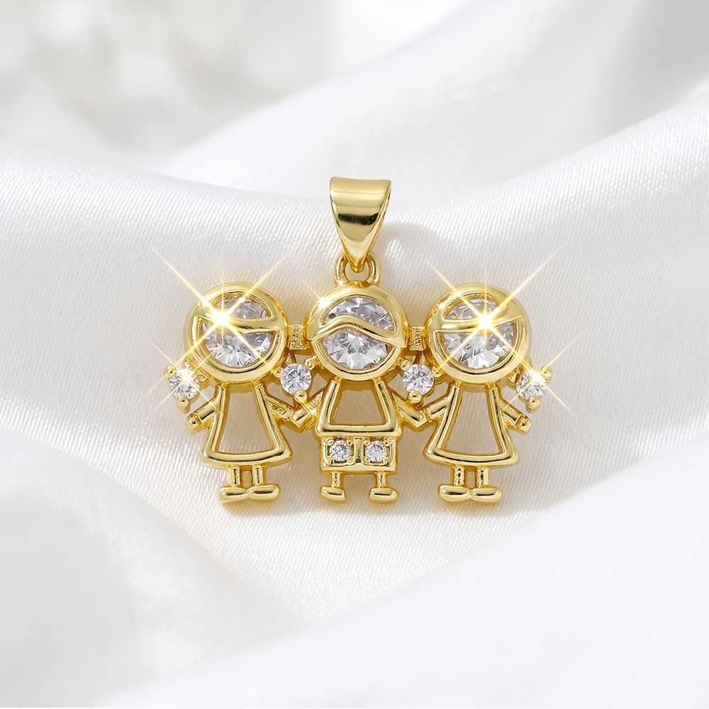 Women's Copper Heart Pendant with 18K Gold Plating & Zircon