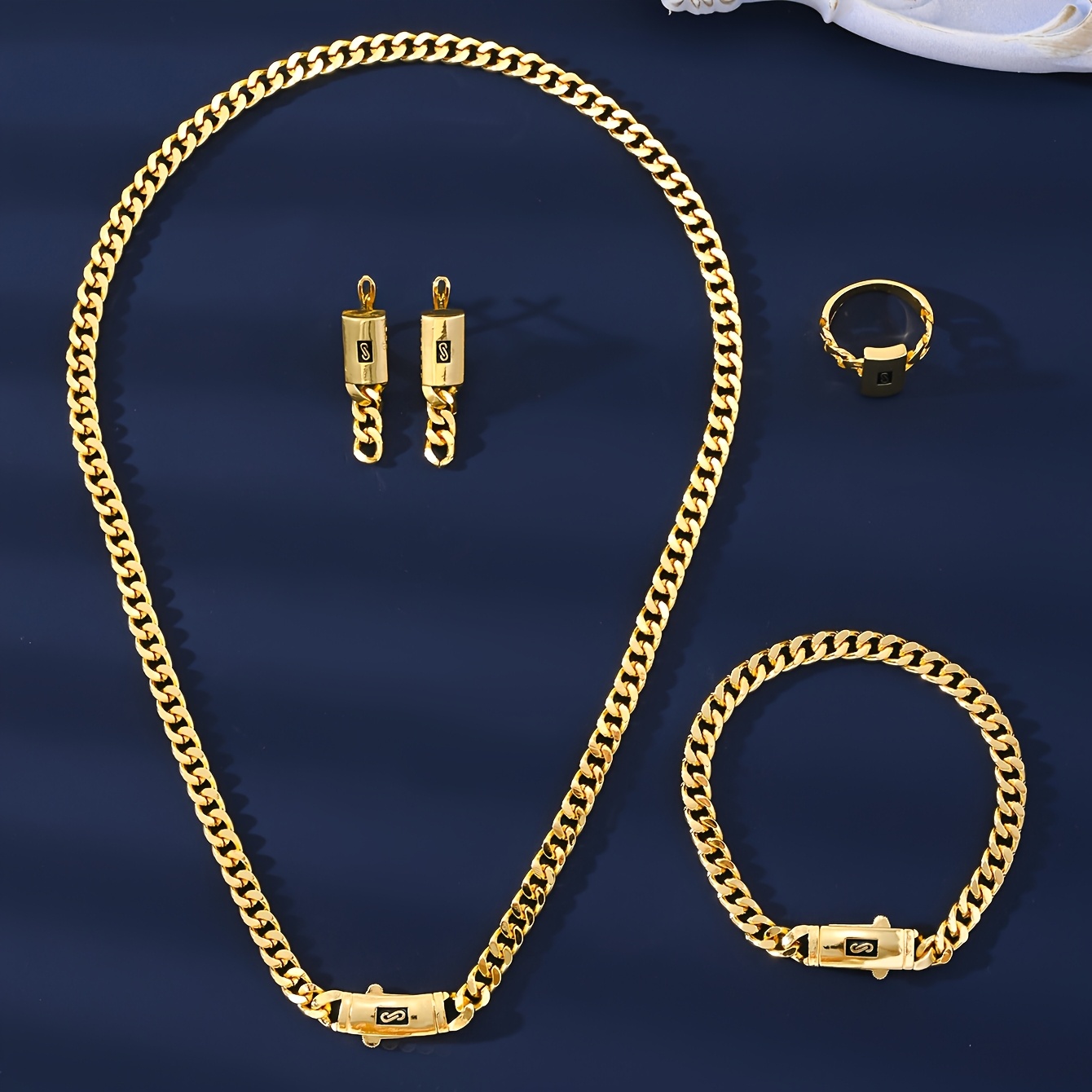 Image of 5pcs/set Of Fashionable Zirconia Earrings, Necklaces, Rings, And Bracelets For Ladies. Ideal For Weddings, Parties, Birthdays, And Holidays