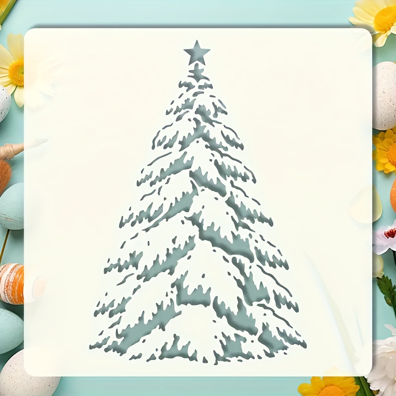 TEMU Eine -Vorlage - ein eleganter, schneebelagter Baum mit einem gefrosteten Effekt, Größe 6X6 Zoll (15,2X15,2 cm), geeignet für Bastelarbeiten und