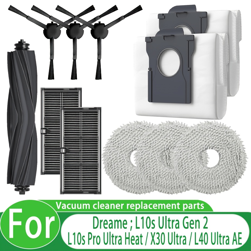 TEMU Kit di ricambi da 11 pezzi per robot aspirapolvere L10S 2/L10S Pro /X30 Ultra/L40 Ultra Ae/ E30 Ultra, spazzola principale, spazzole laterali,