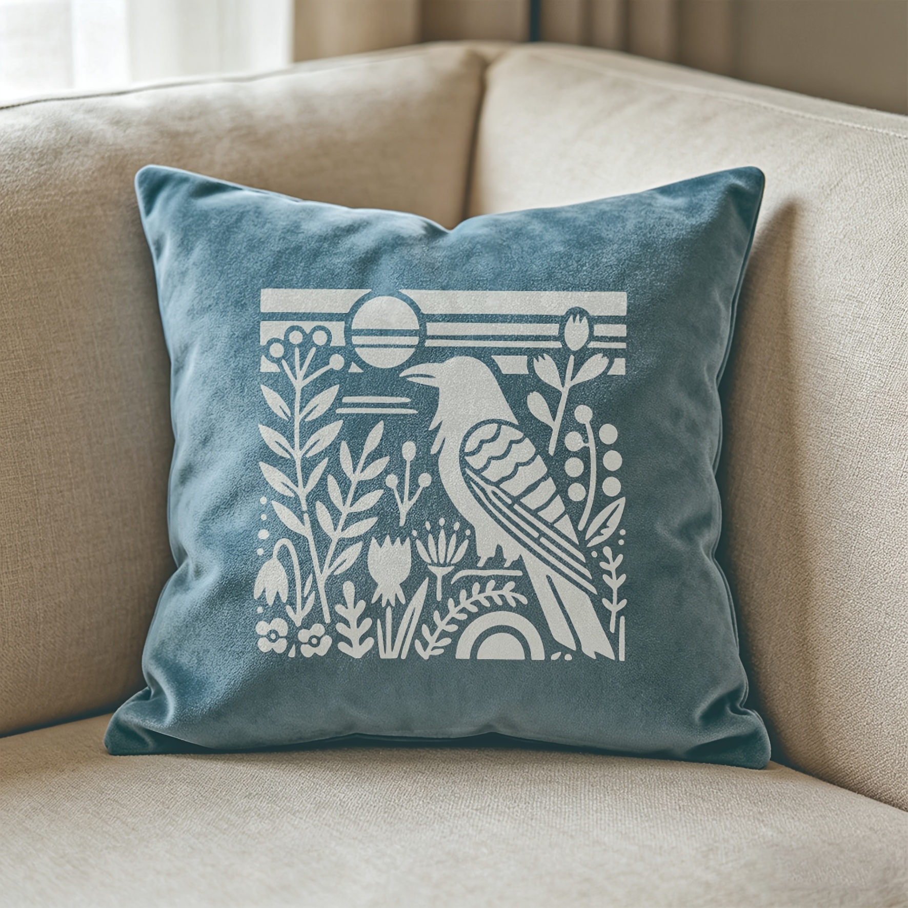 Folk Art Crow Bird Landscape Template