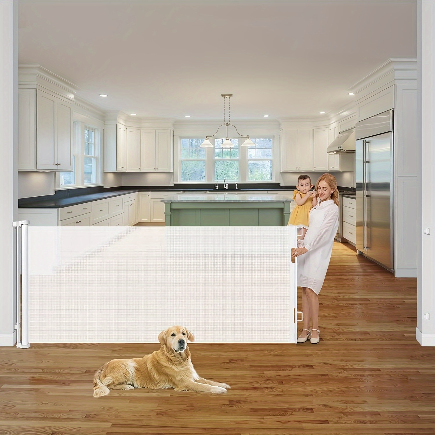 Retractable Dog Baby Gate For Outside Deck 42 Tall X 76 Wide Retractable  Gate Tall Dog Gate Wide Temu