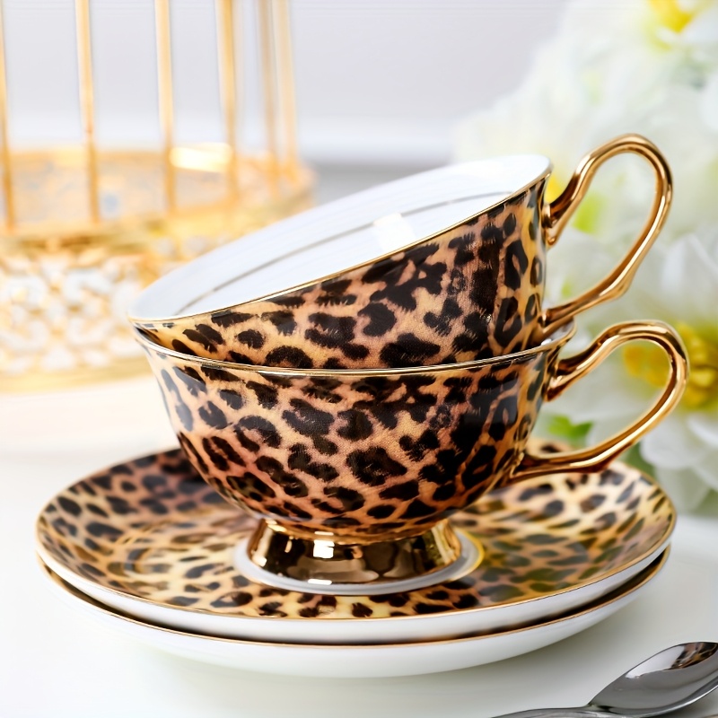 piezas onzas leopardo elegante retro tazas café Temu Mexico