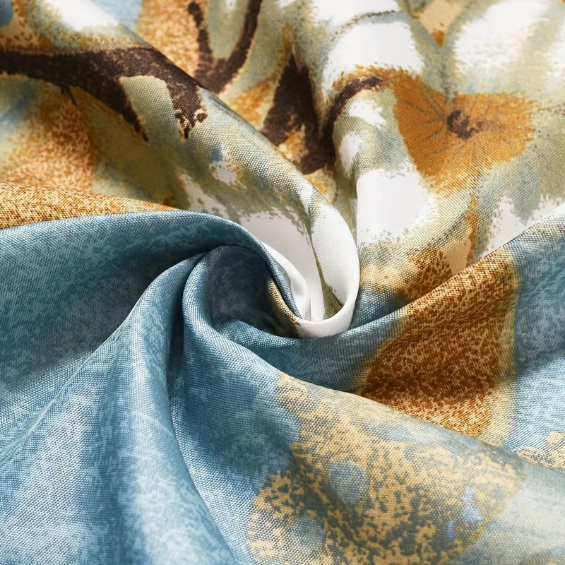 White Orchid Pattern Shower Curtain with Hanging Ring