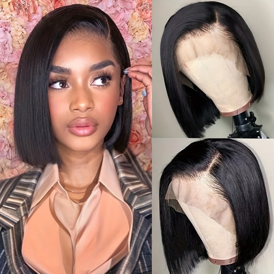 

13x4 Lace Frontal Bob Wig Straight Transparent Lace Front Human Hair Bob Wigs Pre Plucked Short Glueless Brazilian Hair Wig For Women Natural Color