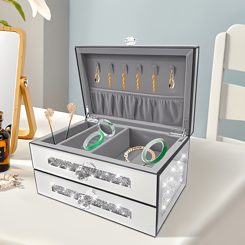 2-layer Glass Fragment Crystal Jewelry Box