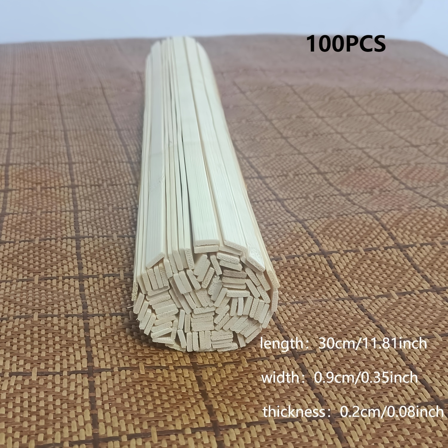 100pcs Bamboo Strips - Sheets For Crafts, & - Material For Bamboo Sheets For Building, , Or - 2mm Thick 9mm Wide 300mm Original Color Bamboo Planks