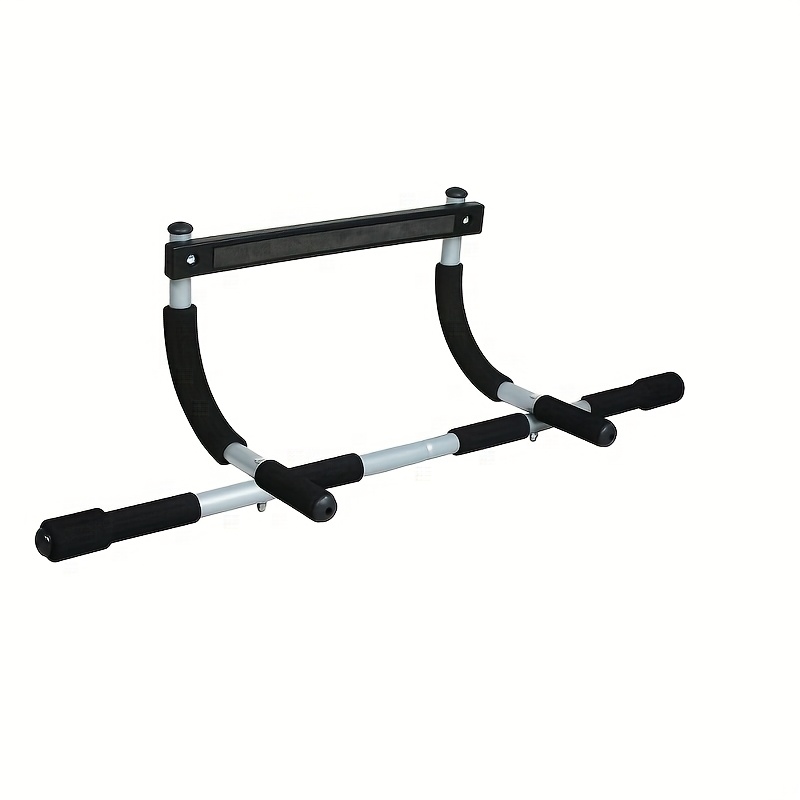 TEMU Adjustable Doorway Pull-up Bar For Training - Durable Iron Construction With Foam Grips, No-drill Installation, Black, Ideal For , Home Gym