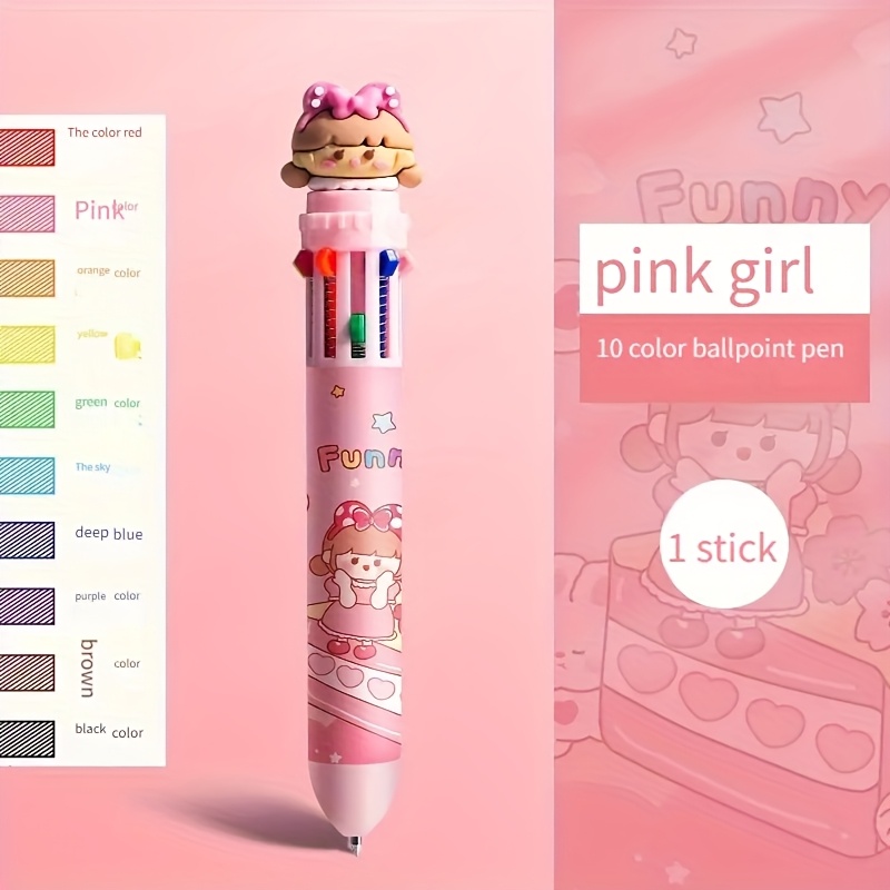 6 piece cute cartoon retractable ballpoint pens 10 color set with soft silicone 3d tips for   switching vibrant colors for hand lettering painting   art projects hand lettering tool artistic drawing pen   design fun stationery smooth writing pen silicone tip pen fine tip pen multicolor pen artists students Product details 11