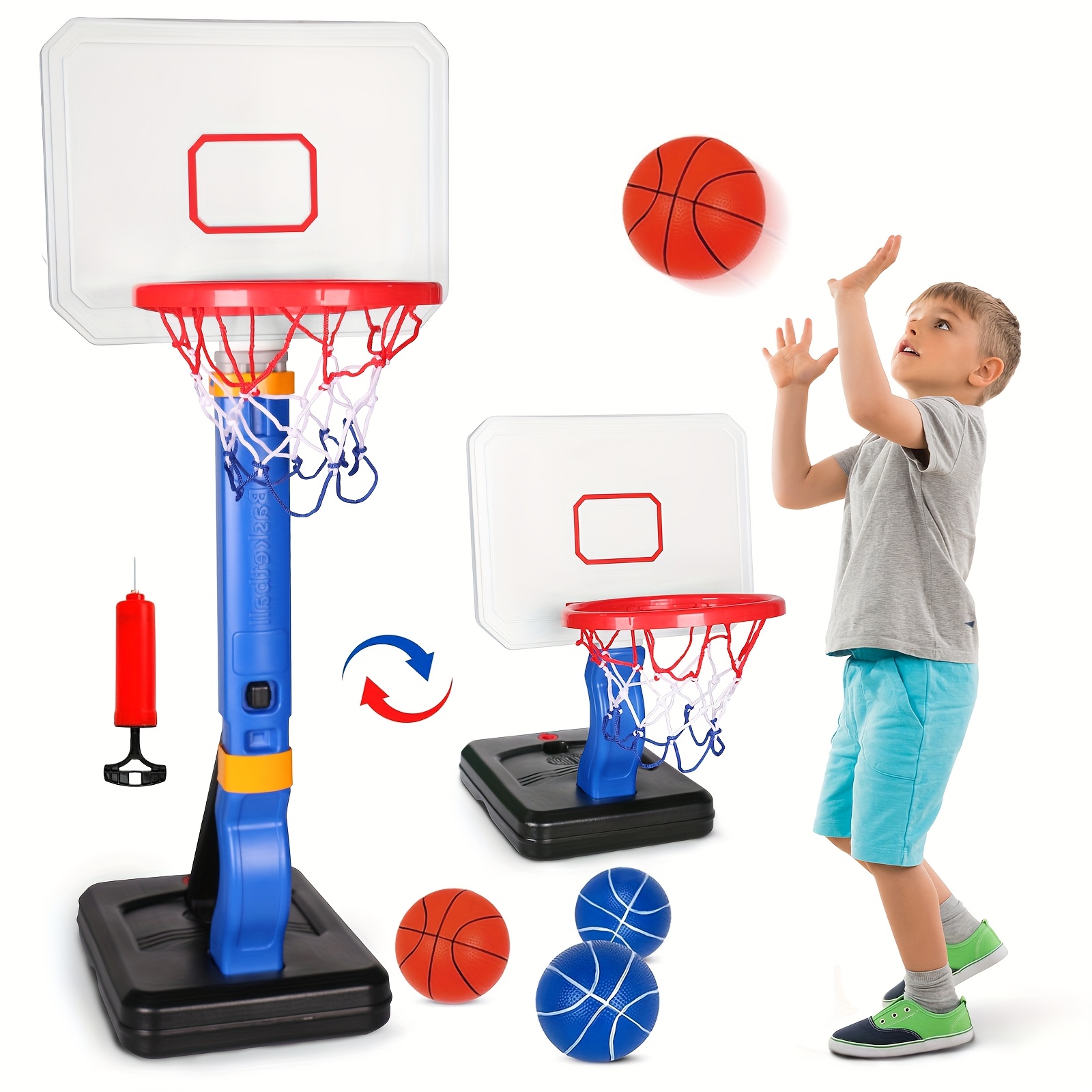 TEMU Kids Basketball Hoop Indoor Outdoor: 2in 1 Kids In Ground Pool Basketball Hoop, Adjustable Height, Mini Basketball Hoop For Swimming Pool