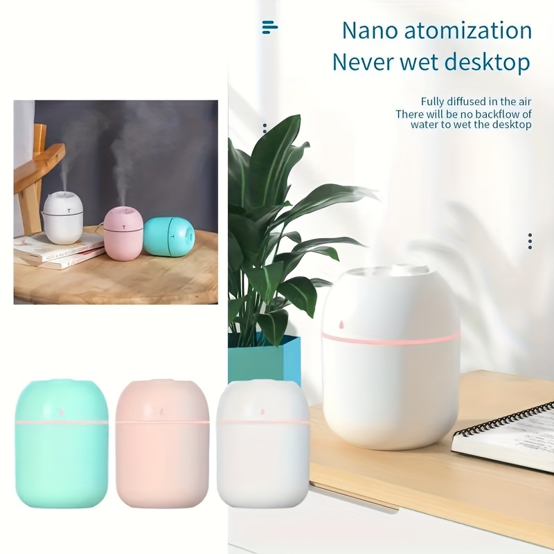 

1pc, 220ml 3 Colors Quiet Mini Desktop Humidifier - Large Fog Volume, Perfect For Office, Bedroom, And Other Places - Includes Usb Port