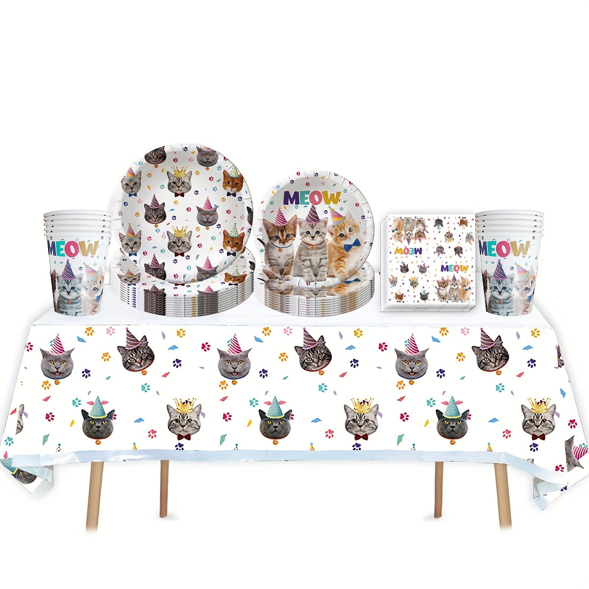 

Set, Cat-themed Party Tableware, Paper Plates, Napkins, Tablecloths, And Decorations For Pets, Party Decor, Party Supplies, Holiday Decor, Holiday Supplies