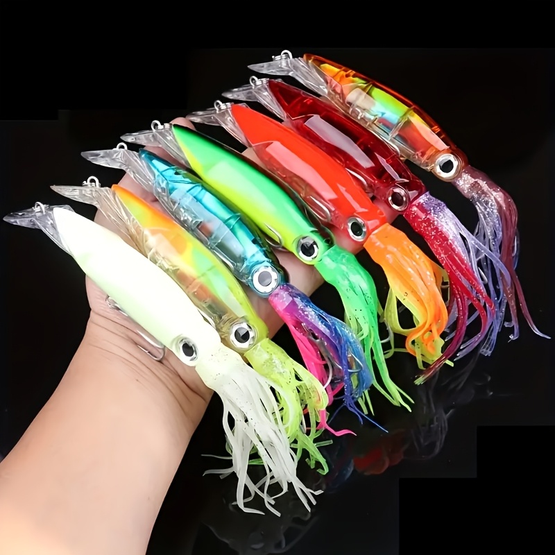 TEMU 7pcs Realistic Squid Lures - Sea Fishing Lures, , Sea Fishing Prawn Octopus Minnow Lures, Subbaits Vivid And Lifelike Design, Artificial Fishing