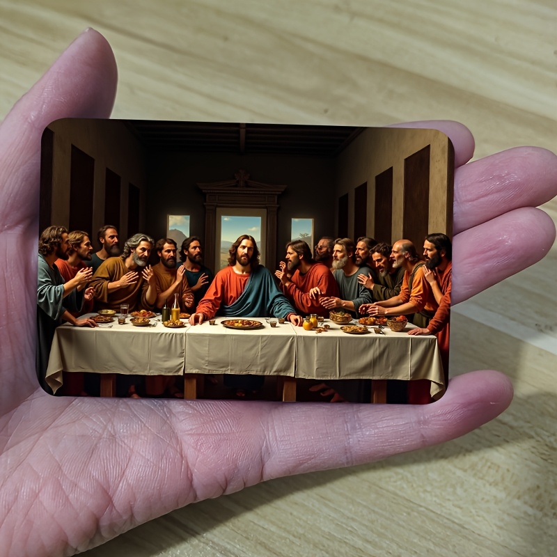 Image of 1pc Vintage Religious Art Fridge Magnet With , Funny Refrigerator Magnet For Kitchen, Office, Locker, Home Coffee Bar, Novelty Gifts For , Magnetic Sticker Set, Christmas Present, Refrigerator Decor