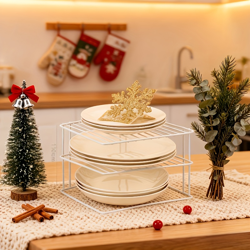White Three-Tier Corner Insert Storage Rack, Efficient Space-Saving Solution