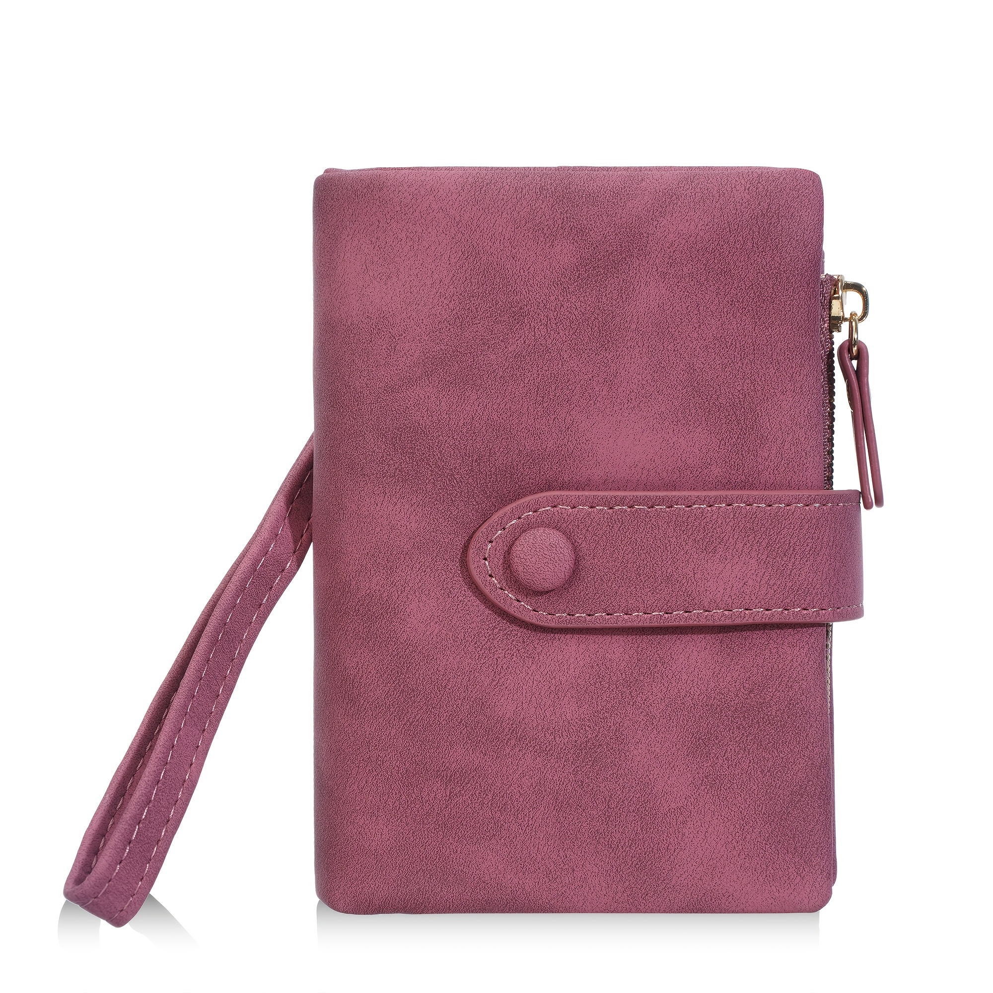 TEMU 1pc - Baellerry Women's Short Wallet, Matte Wristband Style, Multi-card Slots, Zipper Coin Pocket And Snap Button, Large Capacity Design, Travel
