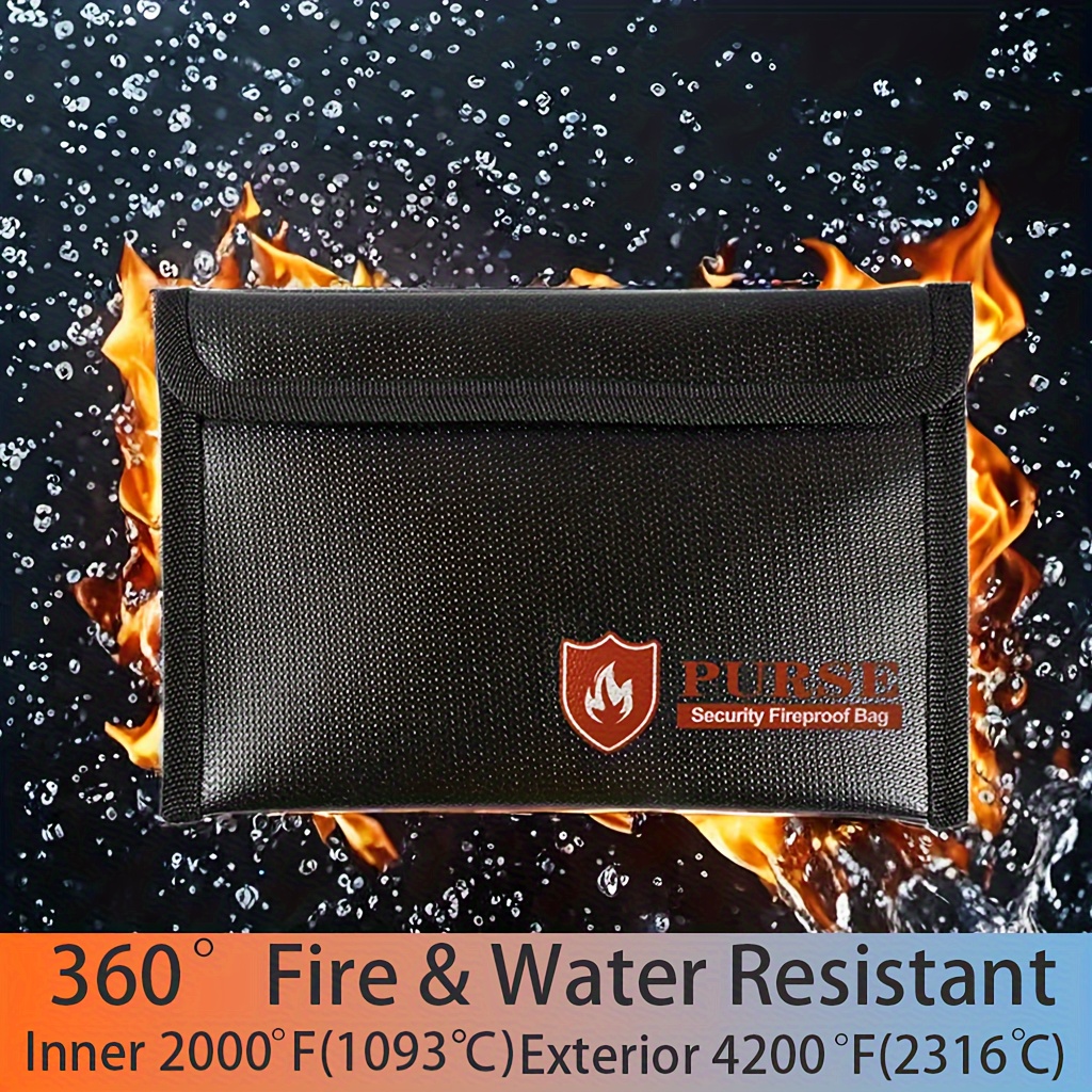 

Ultra- Fireproof & Waterproof Pouch - 4200°f Insulated, Zippered Money And Certificate Holder With Reflective Strip, Style Bag