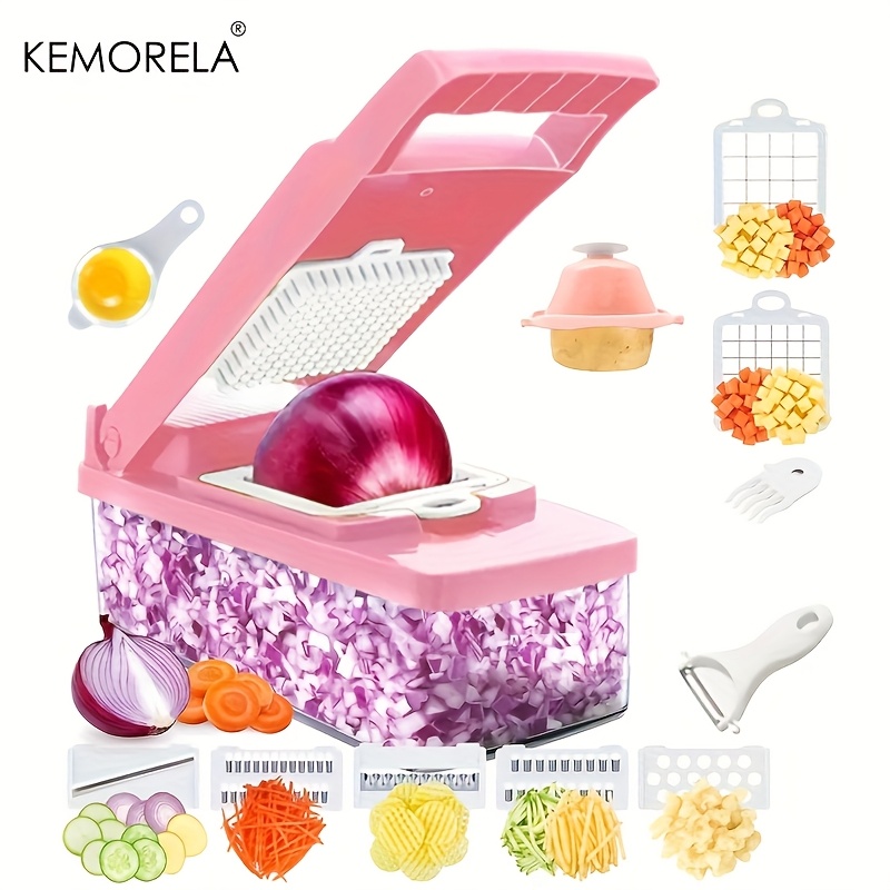 

Kemorela Vegetable Chopper & Set - Multifunctional Kitchen Gadget Blades, Steel, , Includes