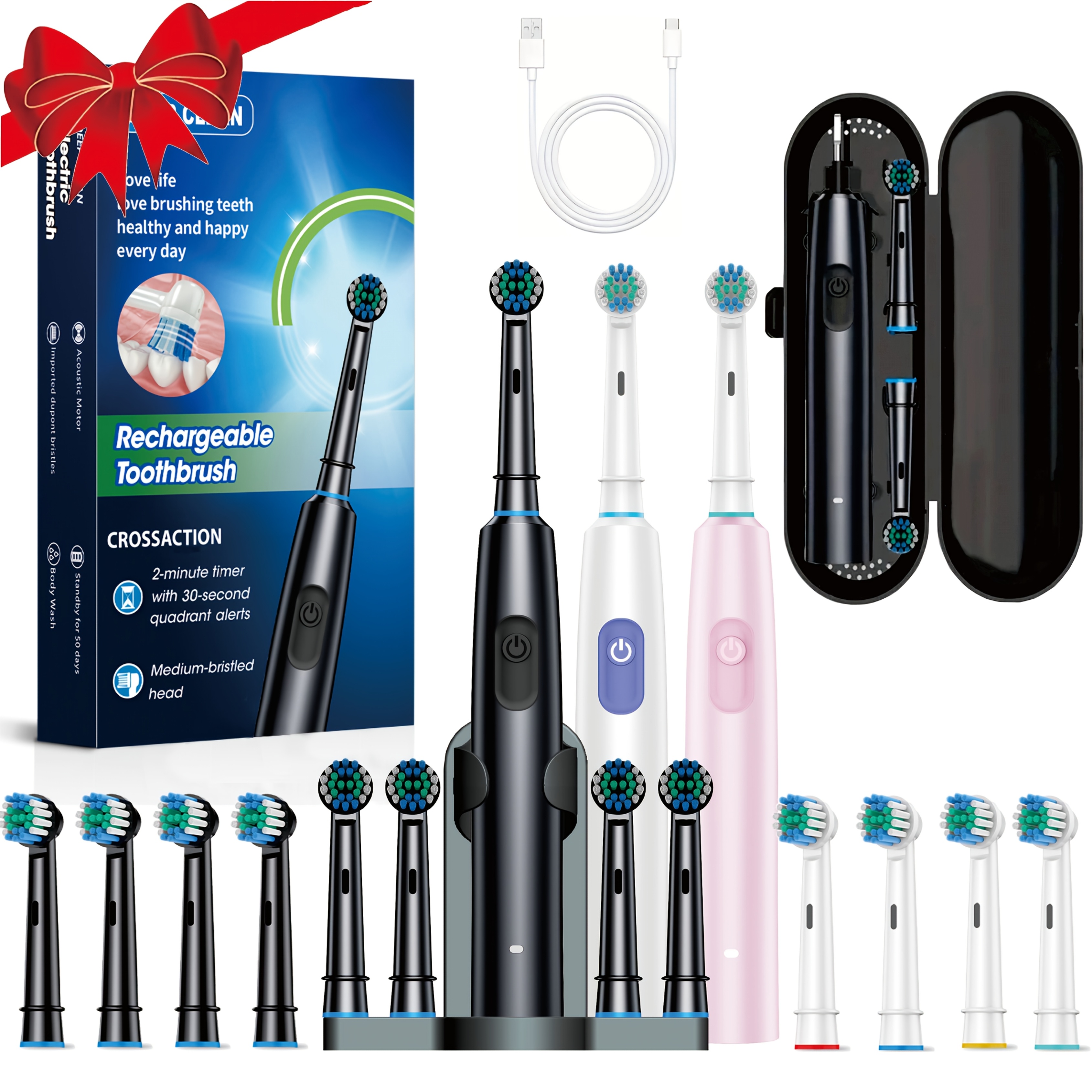 Elektrische roterende tandenborstel set voor thuis en reizen