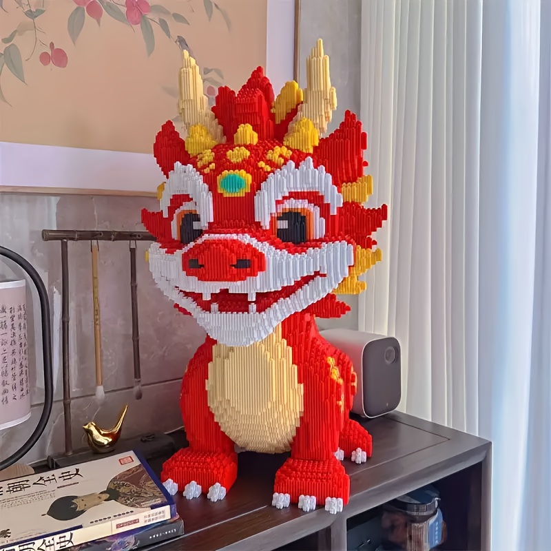 4911pcs Red Dragon Model Building Blocks, Creative Educational Toy Designed for Teens and Adults, Home Decor, Birthday Gift, Christmas Present