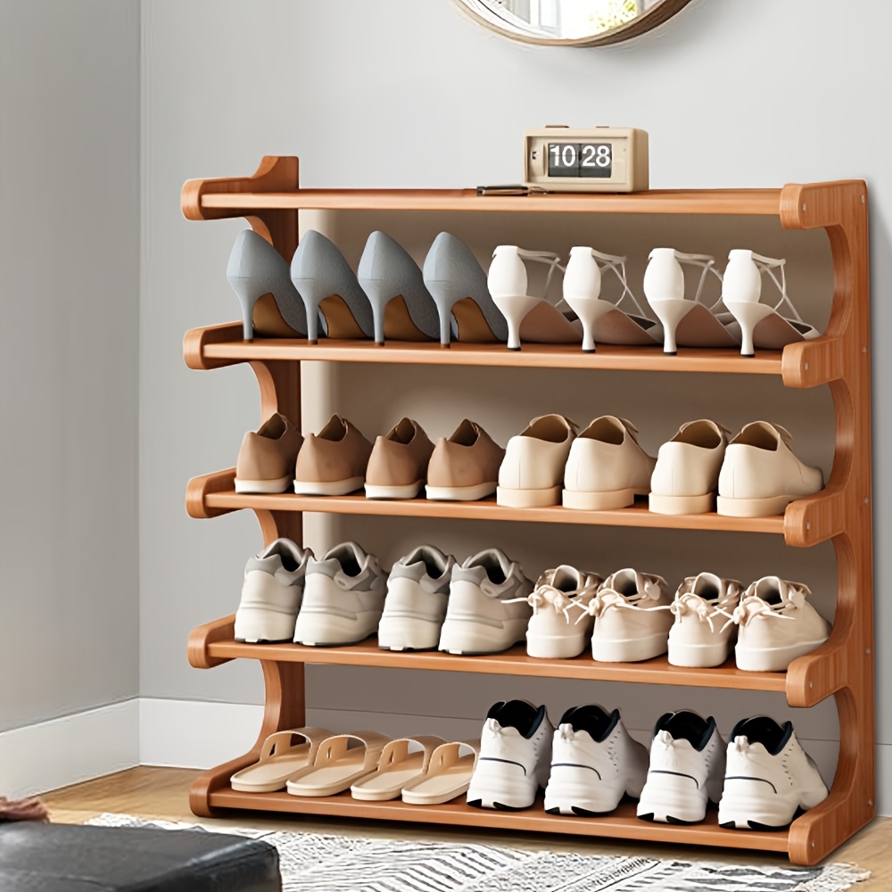 Bamboo Shoe Rack, 4/5/6-Tier Organizer with Rounded Corners