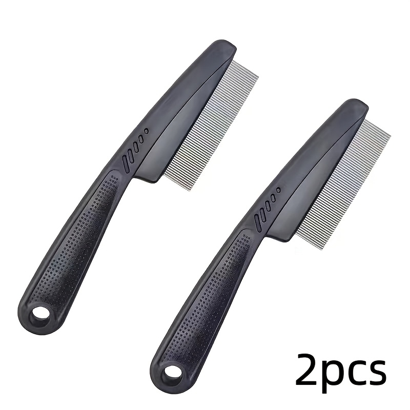 TEMU 2pcs Comb, Stainless Steel Fine-tooth Comb, Professional Scalp Comb, Unisex Hair Comb (black)