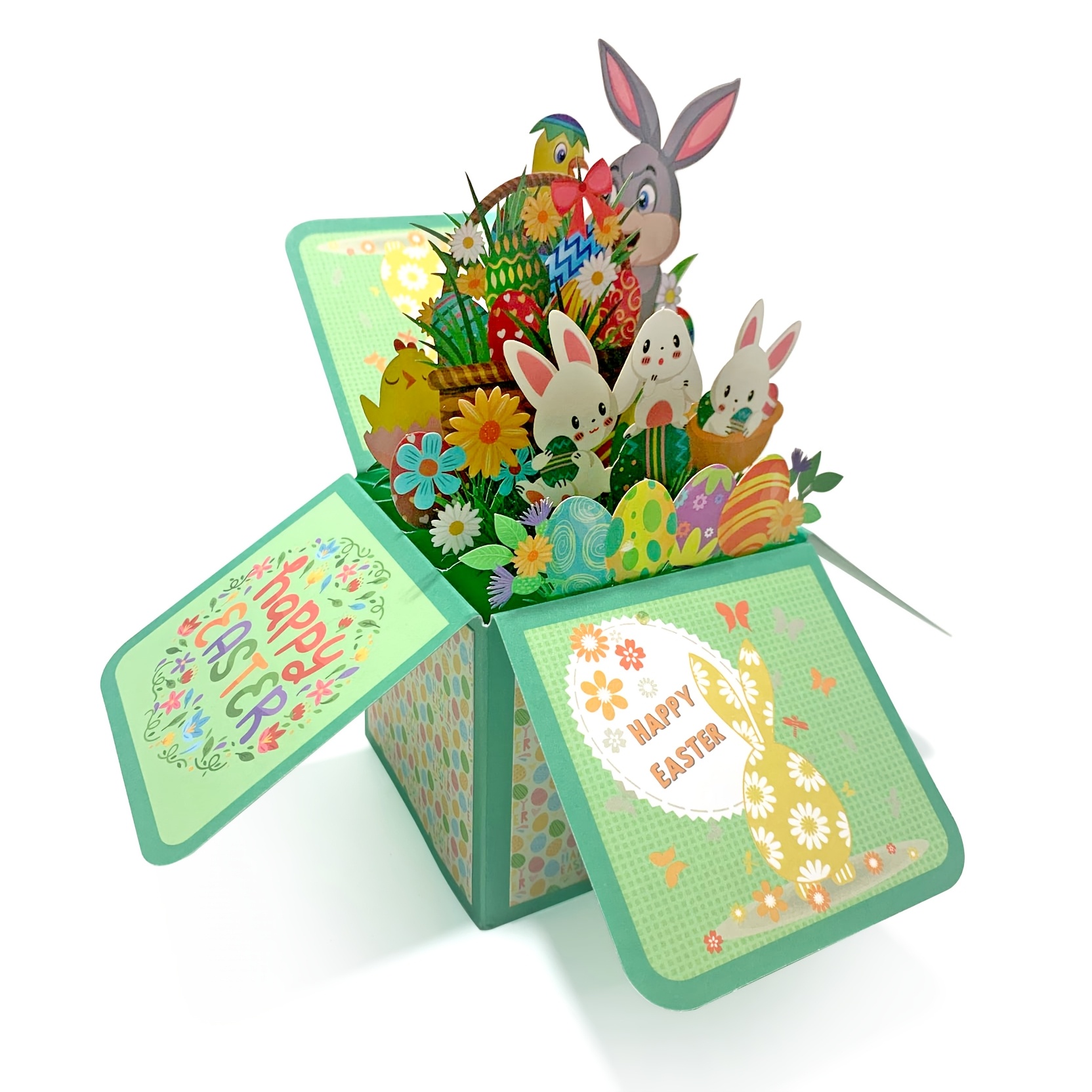 

Easter Bunny 3d Pop-up Greeting Card With Envelope - Laser Cut, Cartoon Rabbit, Easter Egg & Chick Designs - Perfect Gift For Family, Colleagues, Wives, Lovers, Friends