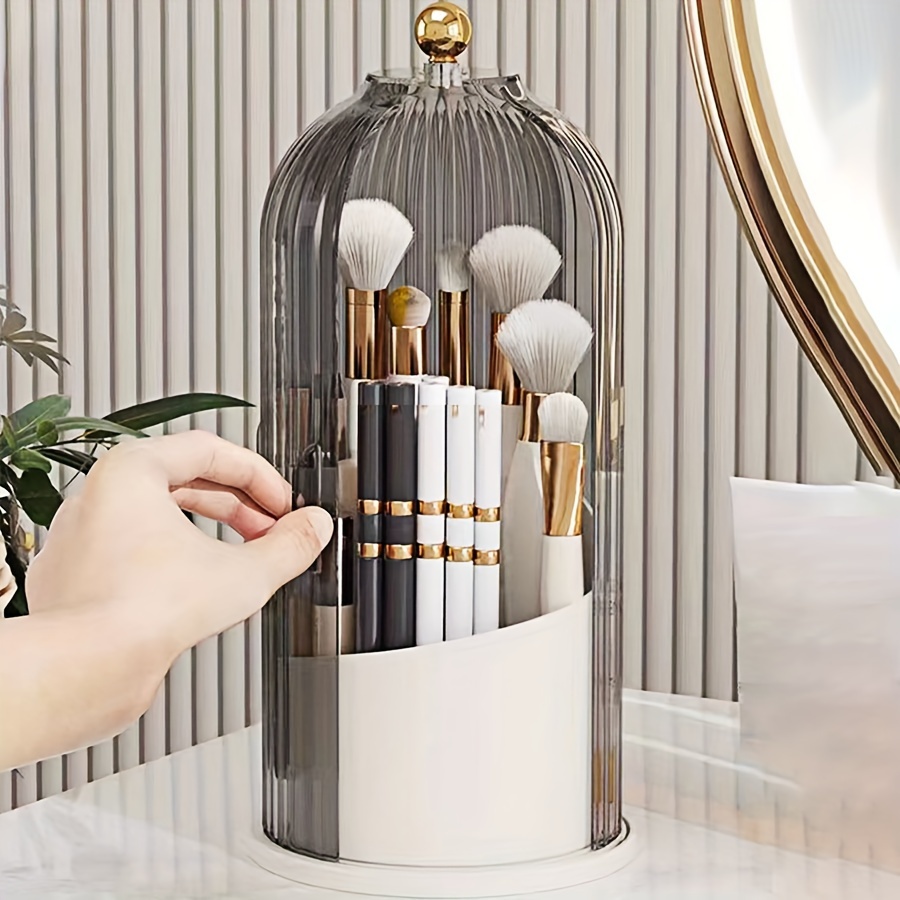 

360° Rotating Clear Makeup Organizer - Dustproof & Waterproof Cosmetic Storage Box For Vanity, Bathroom Shelf Accessory, Perfect Gift Idea Bathroom Vanity Accessories