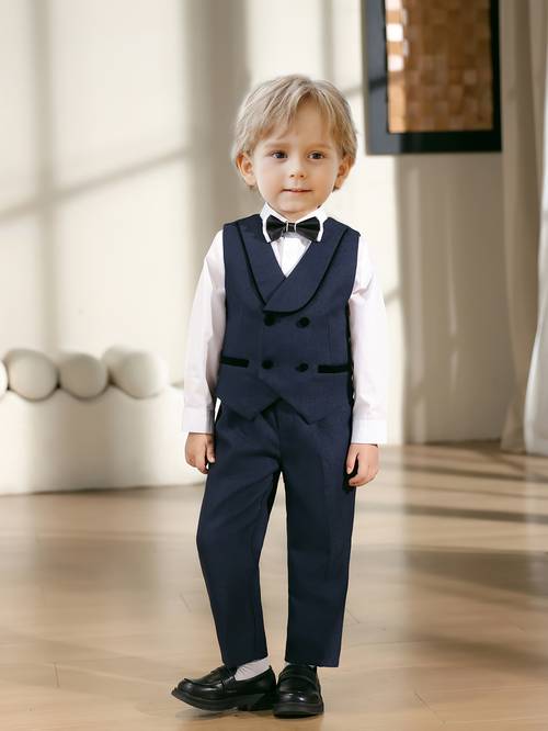 Boys Suit Vest, Trousers, Bow Tie Suitable for Piano Performance, Wedding, Birthday Party, Formal Occasions, Daily Wear (Vest + Trousers + Bow Tie) Without Shirt, Boy Suit/set, Suit For Boy/young, Boy Formal Outfit, Boy Suit Age, Boy Clothe Age