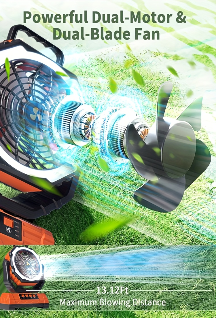 practical Cold Air Battery Powered Fan with 4LED Lantern, 20000mAh Dual Motor Camping Fan, 4-Speed Adjustable Desktop Fan with Hook, Remote Control Portable Outdoor Fan Suitable for Tents, Power Outages and Construction Sites 9 Cold Air Battery Powered Fan with 4LED Lantern, 20000mAh Dual Motor Camping Fan, 4-Speed Adjustable Desktop Fan with Hook, Remote Control Portable Outdoor Fan Suitable for Tents, Power Outages and Construction Sites