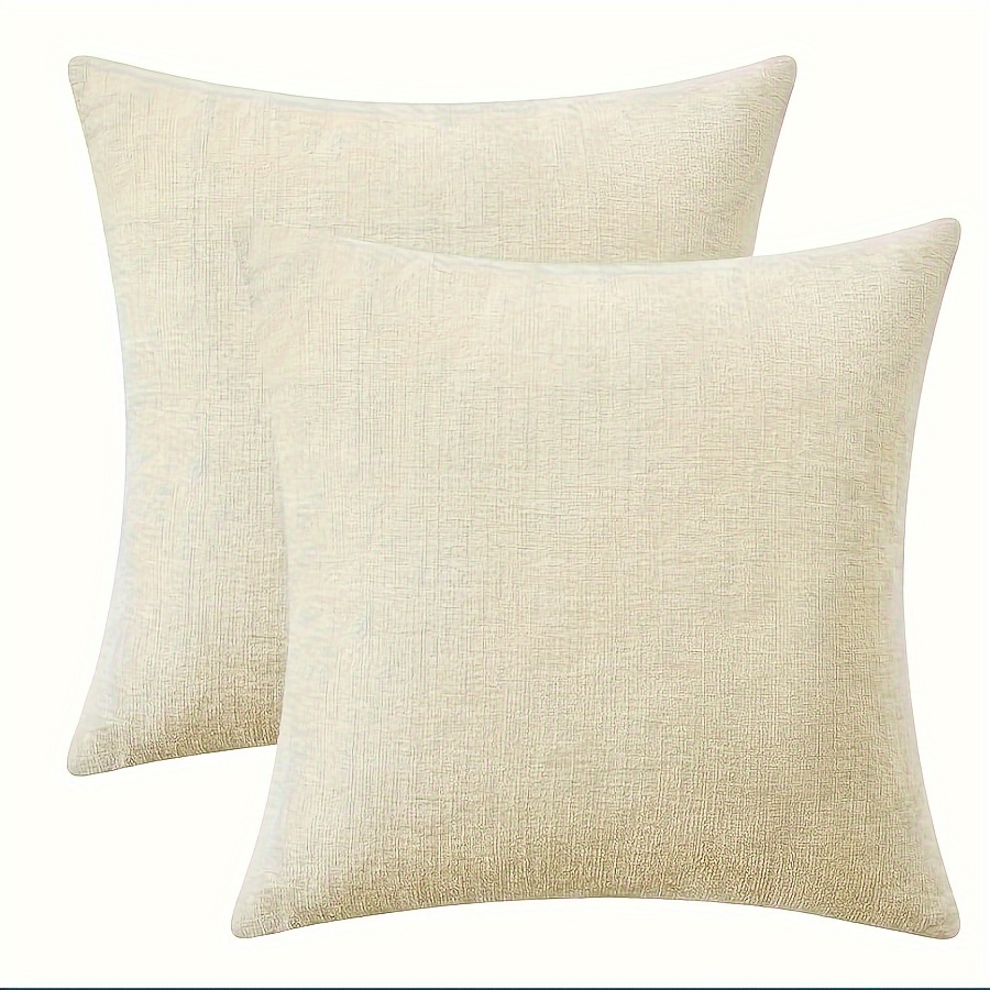 

2-piece Contemporary Linen Pillowcases - Solid Color, Zip Closure For Living Room & Sofa Decor
