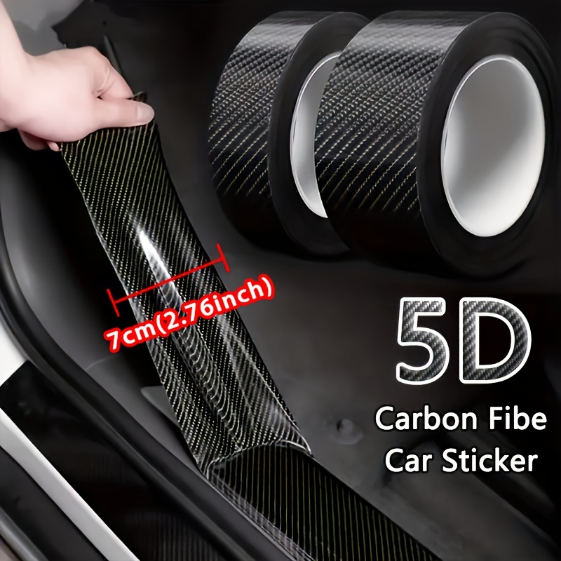 

5d Carbon Fiber Vinyl Wrap - Waterproof & Scratch-resistant Sticker For Car Door Sills, Side Mirrors - Black Protective Film Tape, 100/300/500cm