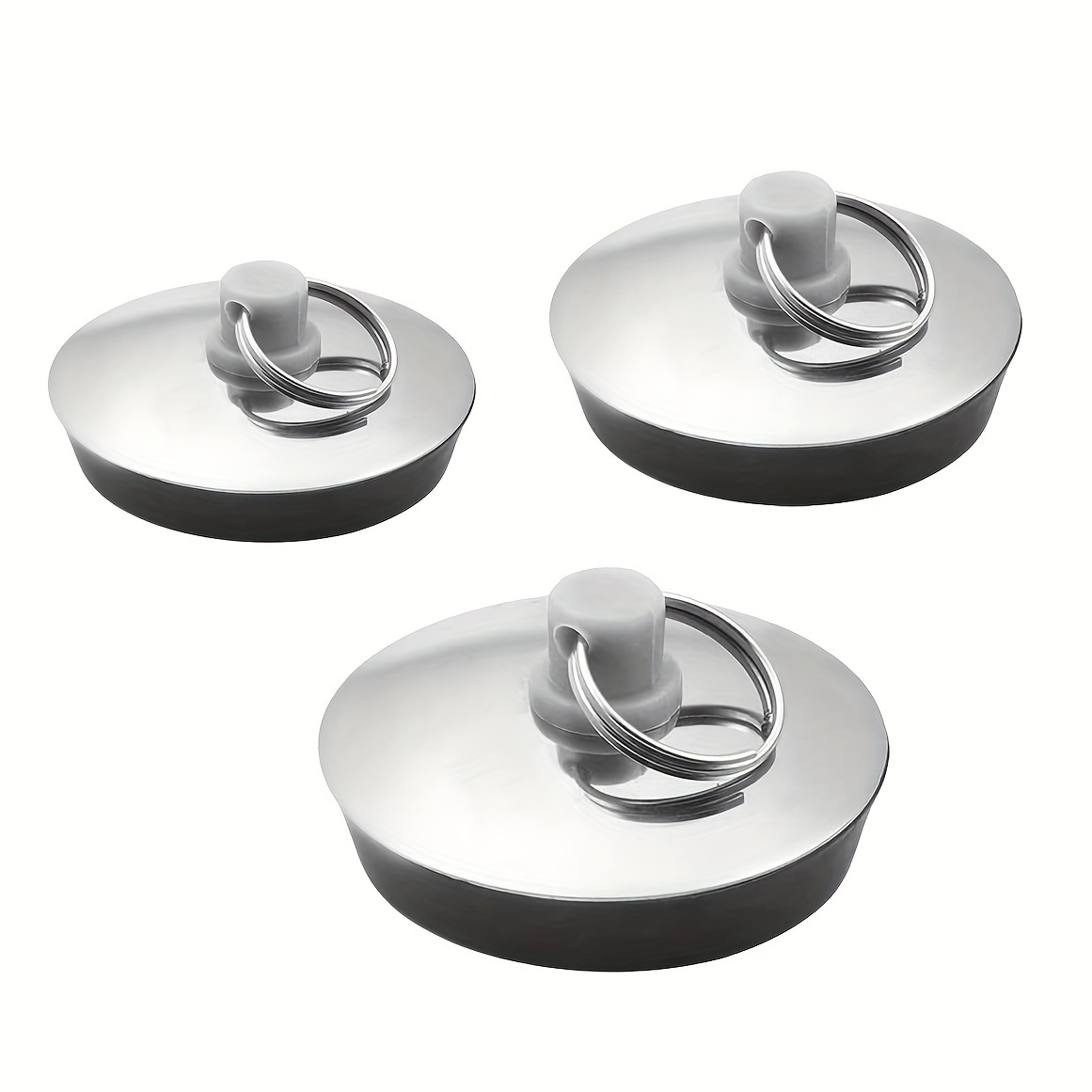 3 Sizes Universal Stainless Steel Sink Plug Drain Plug, Suitable For Bathtubs, Kitchens And Bathrooms With Ring