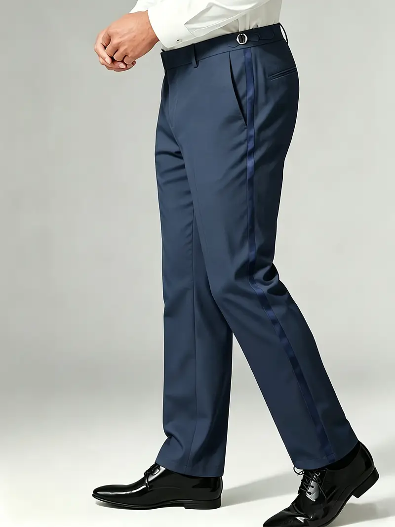 dress pants with lines on the side Women's Navy blue/pinstriped Dress Pants with Side Stripes